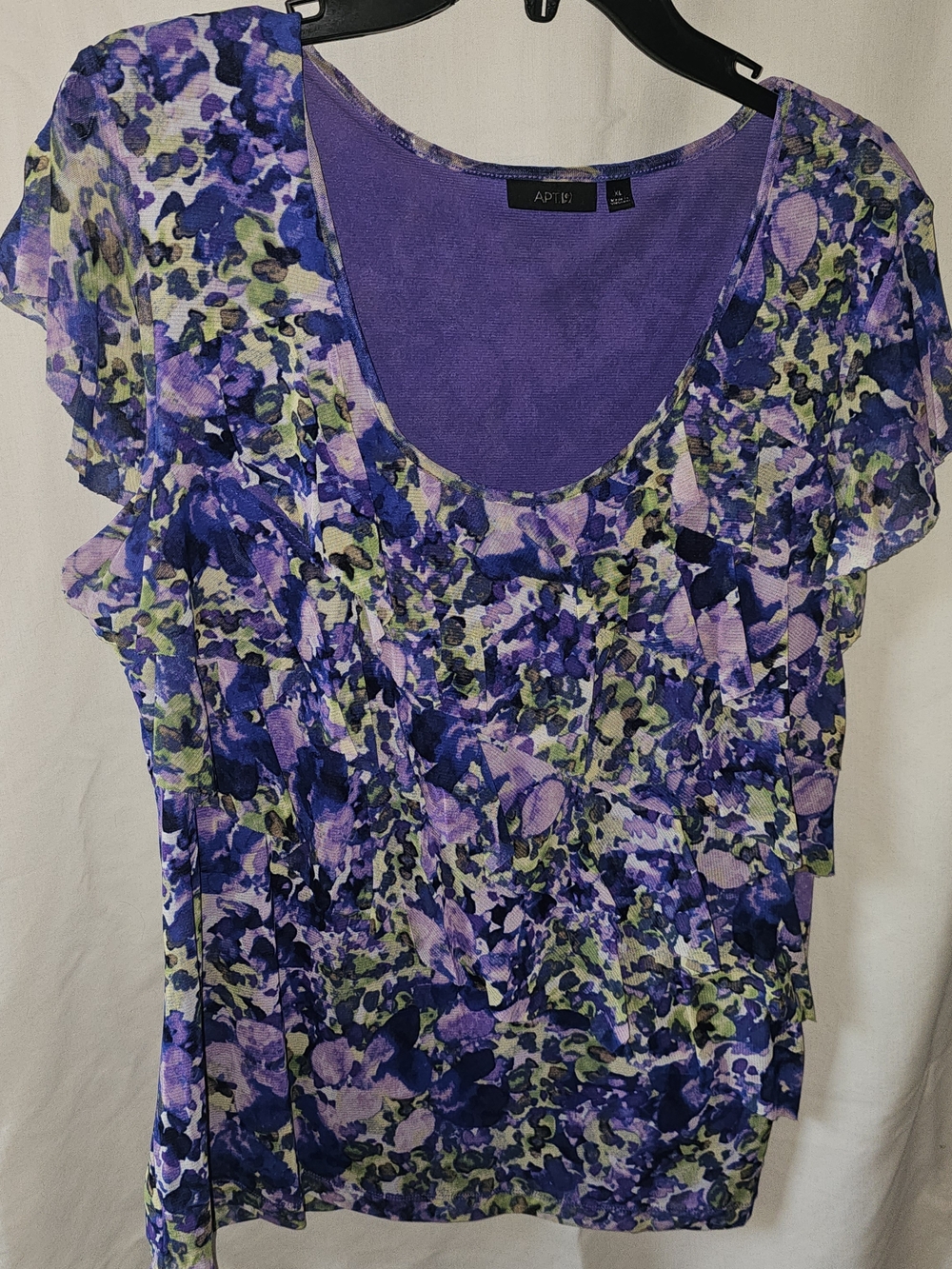 Apt. 9 Purple Floral Ruffle Sleeve Top